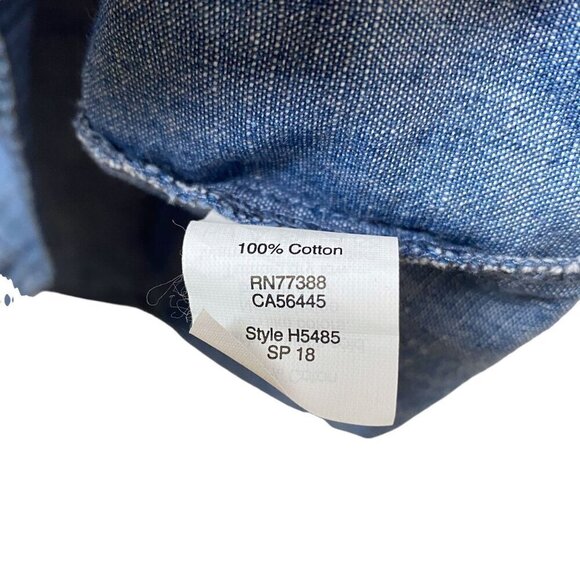 J. CREW Denim Dress Blue Chambray 3/4 Tie Sleeves Casual Western Mini - Picture 9 of 9